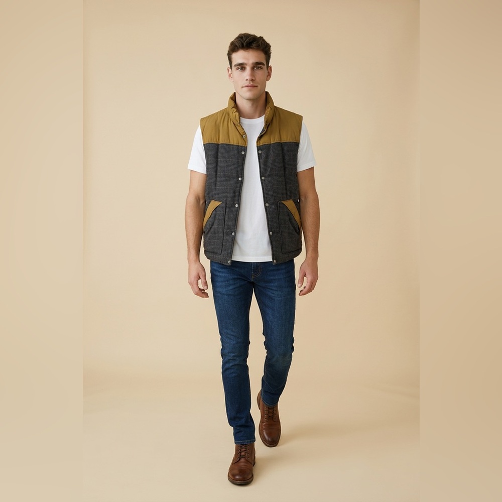 H&M L.O.G.G Mount Celestine Sharpa Pinstripes Vest Wool Blend Mens Size XL